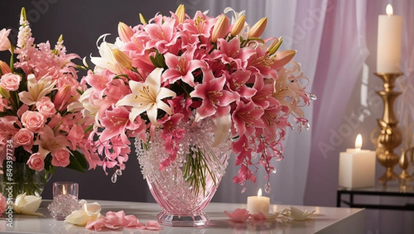 Obraz  pink and white flowers 