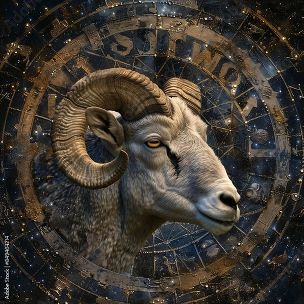 Fototapeta Aries, the first sign of the zodiac, is represented by the ram. Just like a ram, Aries individuals are known for their determination and strong will.