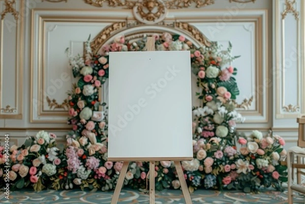 Fototapeta Wedding wood board with copy space in ceremony, copy space