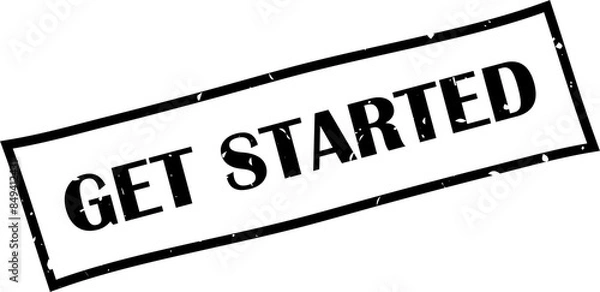 Fototapeta Get Started square grunge stamp, vector illustration