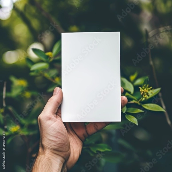 Fototapeta hands holding an open empty notebook and a pen. Man making notes or a to-do list. Isolated on white background, copy space