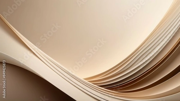 Fototapeta smooth curved layers in soft beige and brown tones, modern elegant background with copy space. planning, advertising luxury goods, high-end cosmetics or skincare products, minimalist design concepts.