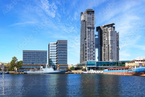 Fototapeta Ships moored at the wharf in the port of Gdynia, Poland.