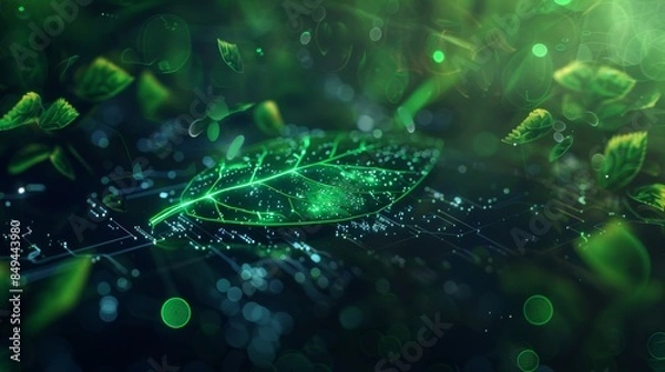 Fototapeta Digital binary leaves