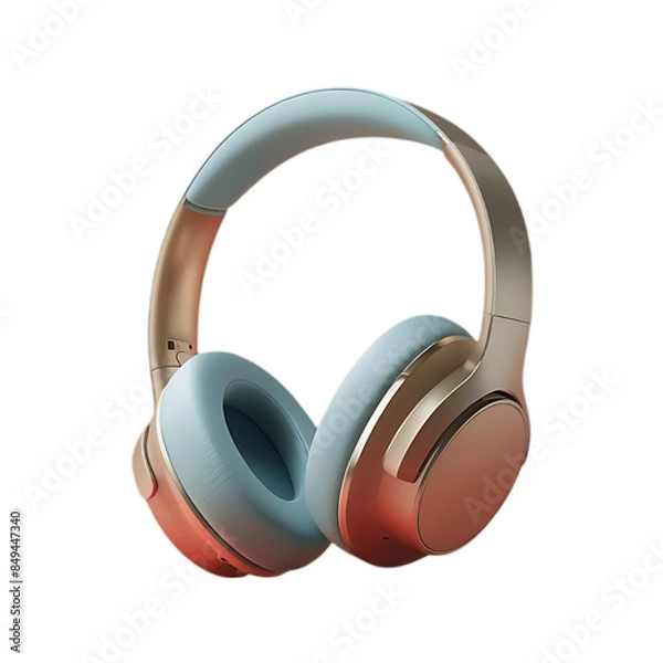 Fototapeta Modern headphone isolated on a transparent background by AI generative.