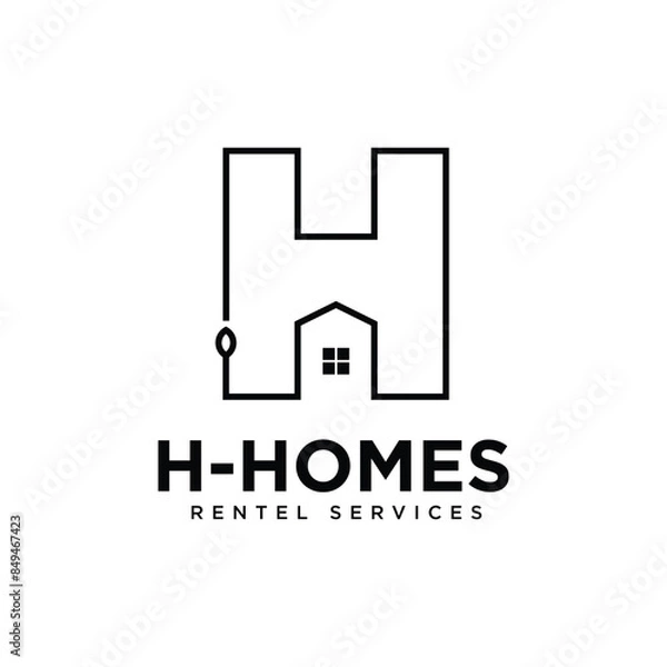 Obraz Letter H typography logo design H + Homes concept design