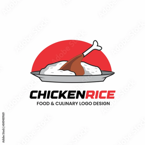 Fototapeta chicken and rice logo design