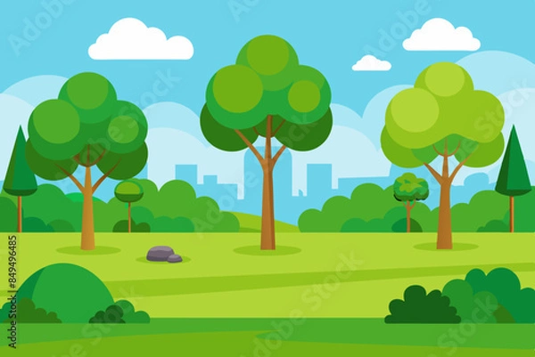 Obraz green lawn in the park in summer vector illustration 