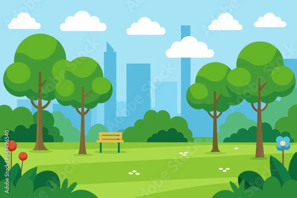 Obraz green lawn in the park in summer vector illustration 