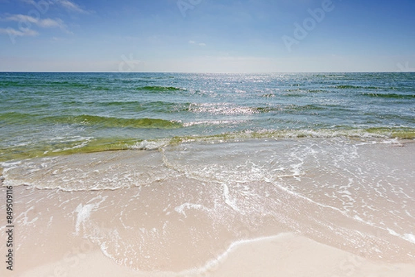 Fototapeta Sunny day at the beautiful white beach at Dueodde on the Danish island Bornholm.