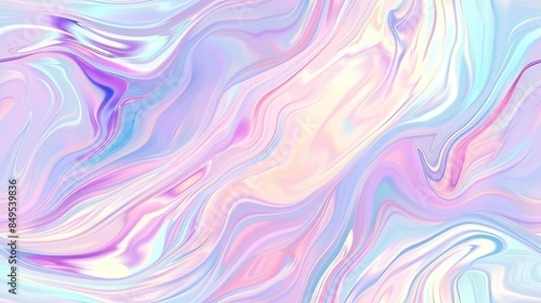 Fototapeta An abstract holographic background in pastel colors, featuring a smooth and shimmering gradient.