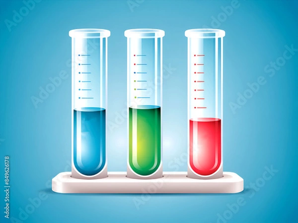 Fototapeta Vector illustration of three test tubes, vector design