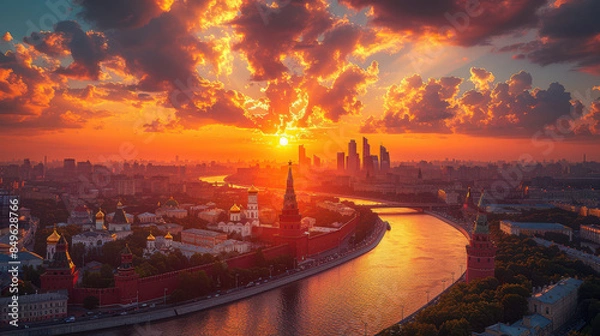 Fototapeta Capture the grandeur of Moscow, Russia created with Generative AI technology
