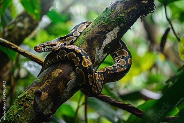 Fototapeta Blue Snake Slithering in Tall Grass