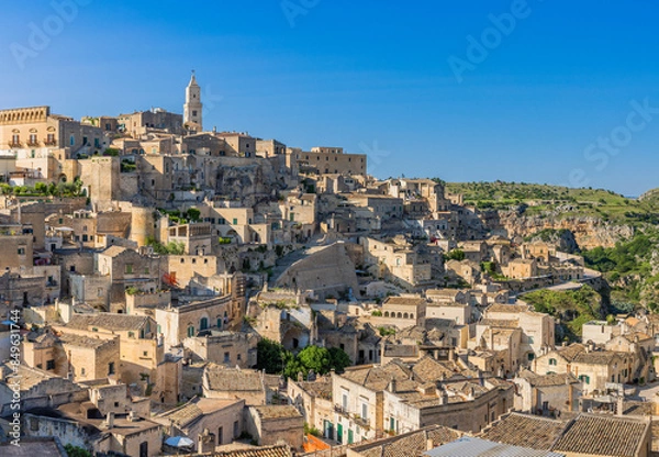 Obraz Matera One of the oldest cities in the world, Province of Matera,  The Sassi of Matera, Basilicata, Southern Italy.  Sassi. The Famous city in Southern Italy.  UNESCO World Heritage Site