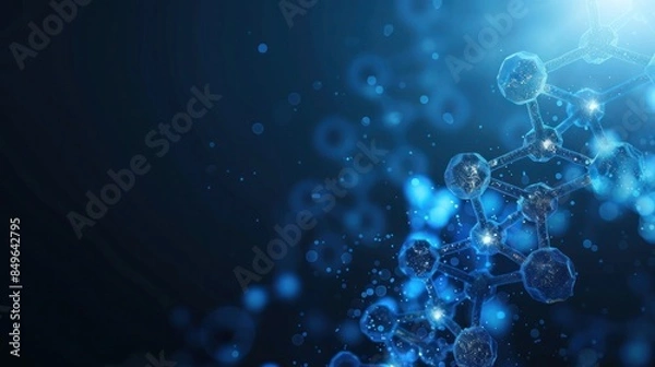 Fototapeta Dna and medical and technology background. futuristic molecule structure background