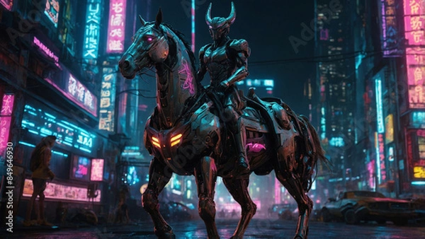 Obraz A towering formidable centaur warrior its sleek metal in Tokyo