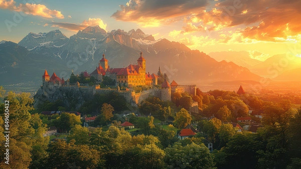 Fototapeta Capture the grandeur of Vaduz, Liechtenstein created with Generative AI technology