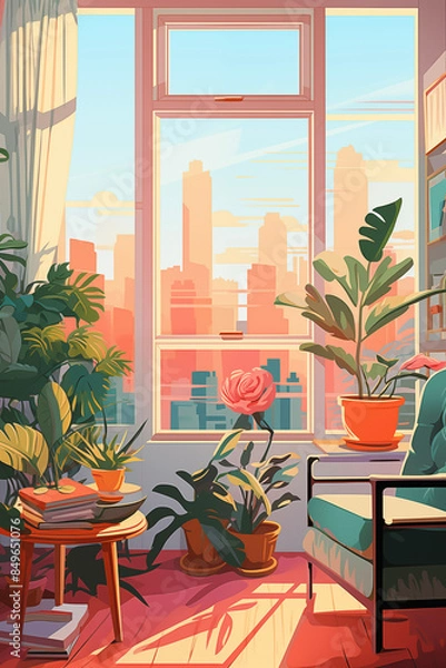 Fototapeta Illustration home interior.