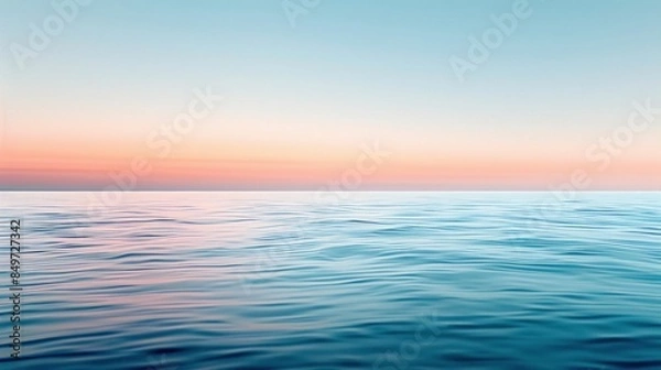 Fototapeta Calm Ocean at Sunset with Pastel Sky. Generative ai