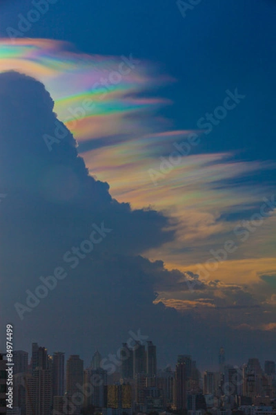 Obraz Beautiful iridescent cloud, Irisation or rainbow cloud