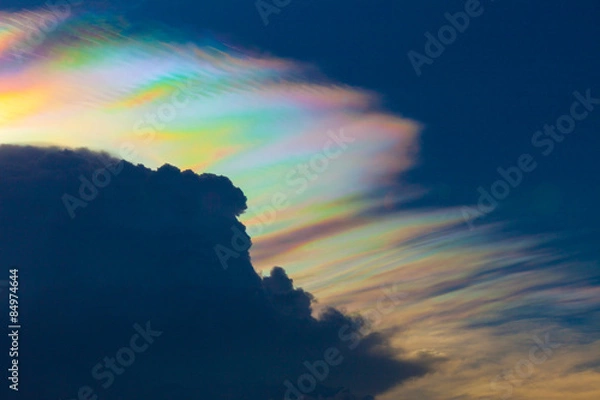Obraz Beautiful iridescent cloud, Irisation or rainbow cloud