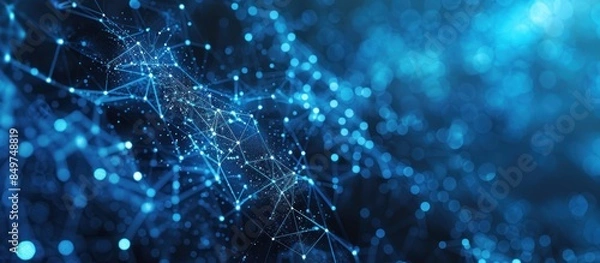 Fototapeta Abstract Blue Network with Glowing Points