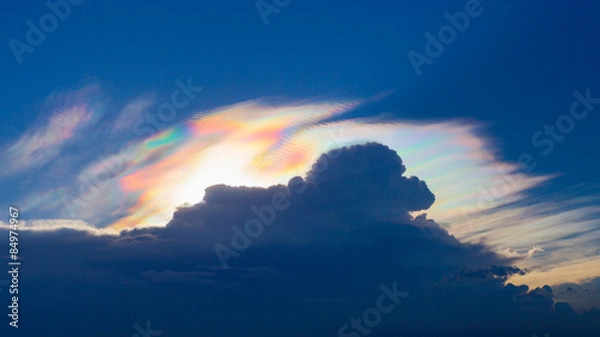 Obraz Beautiful iridescent cloud, Irisation or rainbow cloud