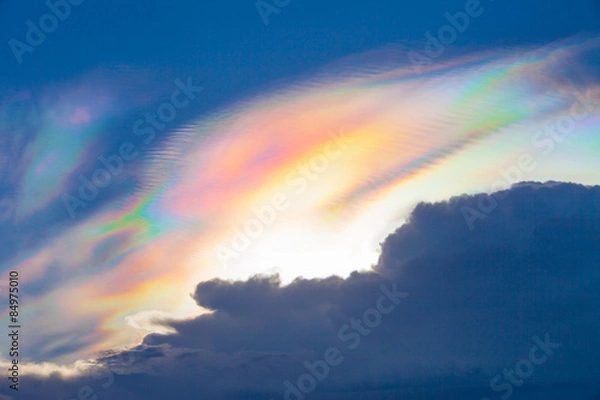 Obraz Beautiful iridescent cloud, Irisation or rainbow cloud