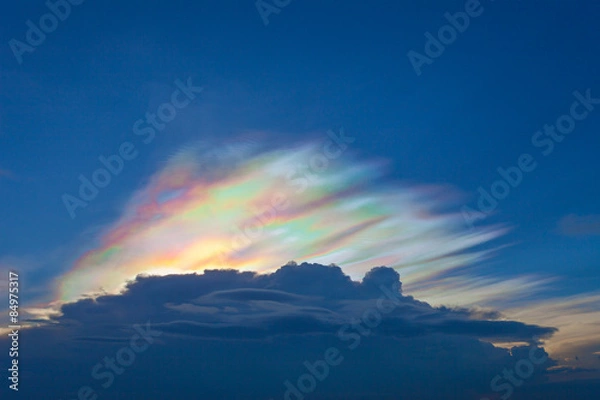 Obraz Beautiful iridescent cloud, Irisation or rainbow cloud