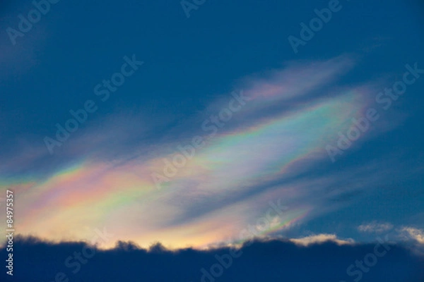 Obraz Beautiful iridescent cloud, Irisation or rainbow cloud