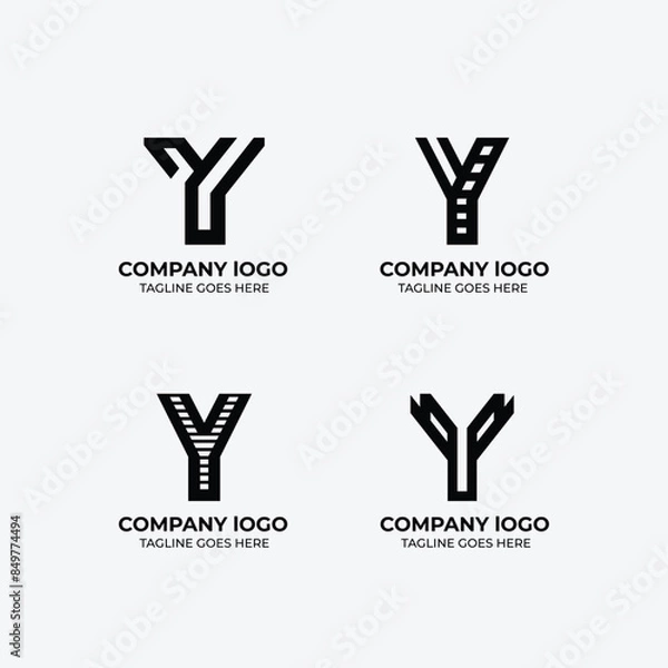 Fototapeta Y logo set flat design template collection