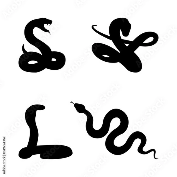 Fototapeta Set of Snake Silhouettes