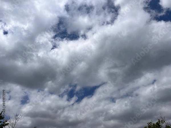 Fototapeta Summer blue sky cloud gradient light white background. Beauty clear cloudy in sunshine calm bright winter air bacground. Gloomy vivid cyan landscape in environment day horizon skyline view spring wind