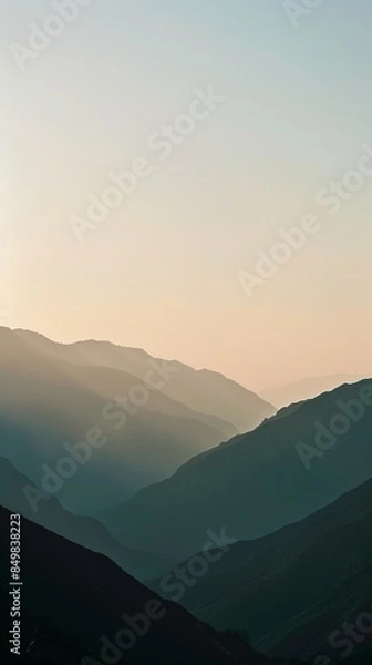 Obraz Morning Serenity: Aerial View of Mountains Silhouetted in Early Light