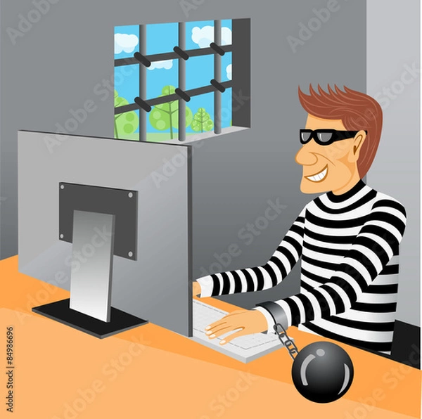 Obraz prisoner sitting in his prison cell