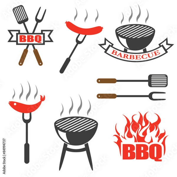 Obraz BBQ, set icons, logos,badges, labels
