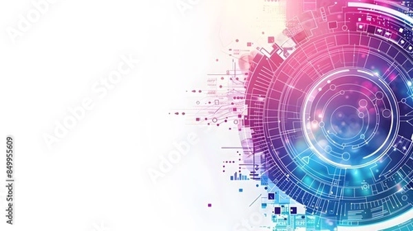 Fototapeta A colorful, abstract design with a blue circle in the center
