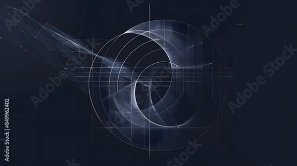 Fototapeta A black and white image of a spiral with a white circle in the middle