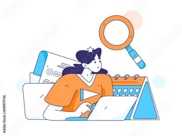 Obraz Flat vector illustration of business people operating work scene
