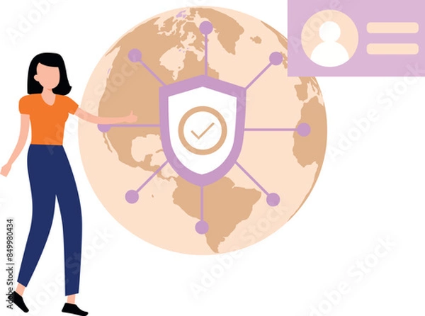 Fototapeta Girl has a secure global network.