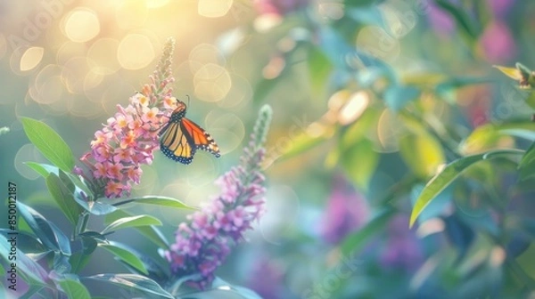 Fototapeta Butterfly Bush with copy space