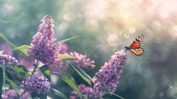 Fototapeta Butterfly Bush with copy space