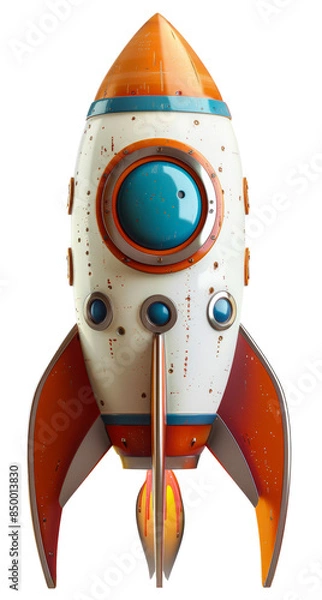 Fototapeta Vintage rocket ship toy model png isolated on transparent background