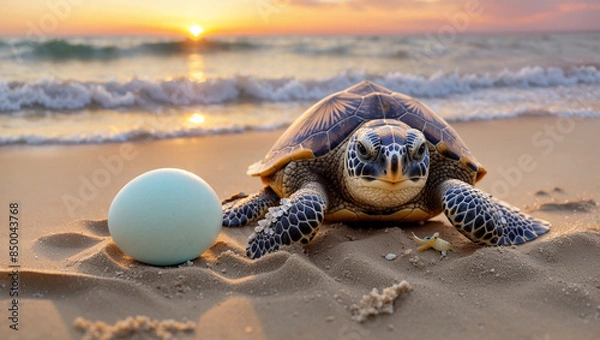 Obraz  sea turtle on sand