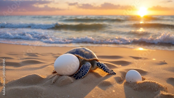 Obraz  sea turtle on sand