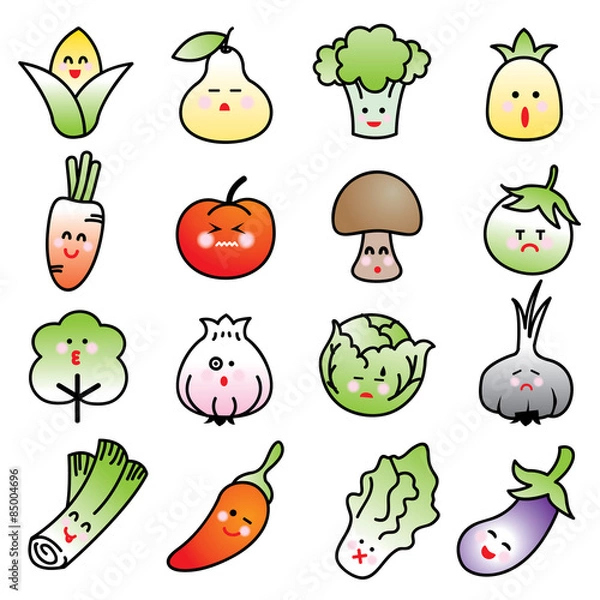 Obraz vegetable vector icon set on white background