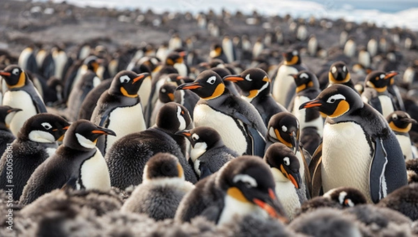 Obraz  penguins standing on ice
