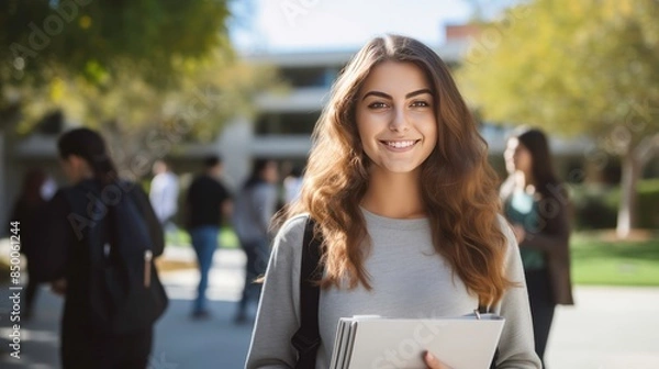 Obraz Happy female student looking at the camera smiling 