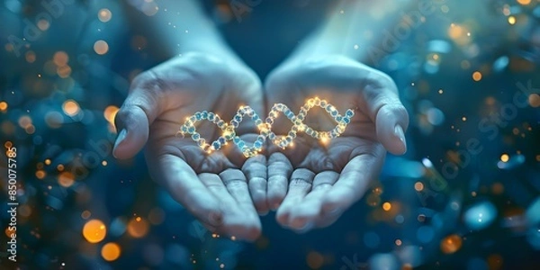 Obraz Treatment using telomere extension techniques to combat aging promoting longevity and wellness. Concept Telomere Extension, Anti-Aging Treatment, Longevity Promotion, Wellness Enhancement